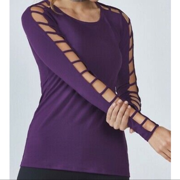 Fabletics Tops - Fabletics Purple Angeline Top W/ Cutout Sleeves SM
